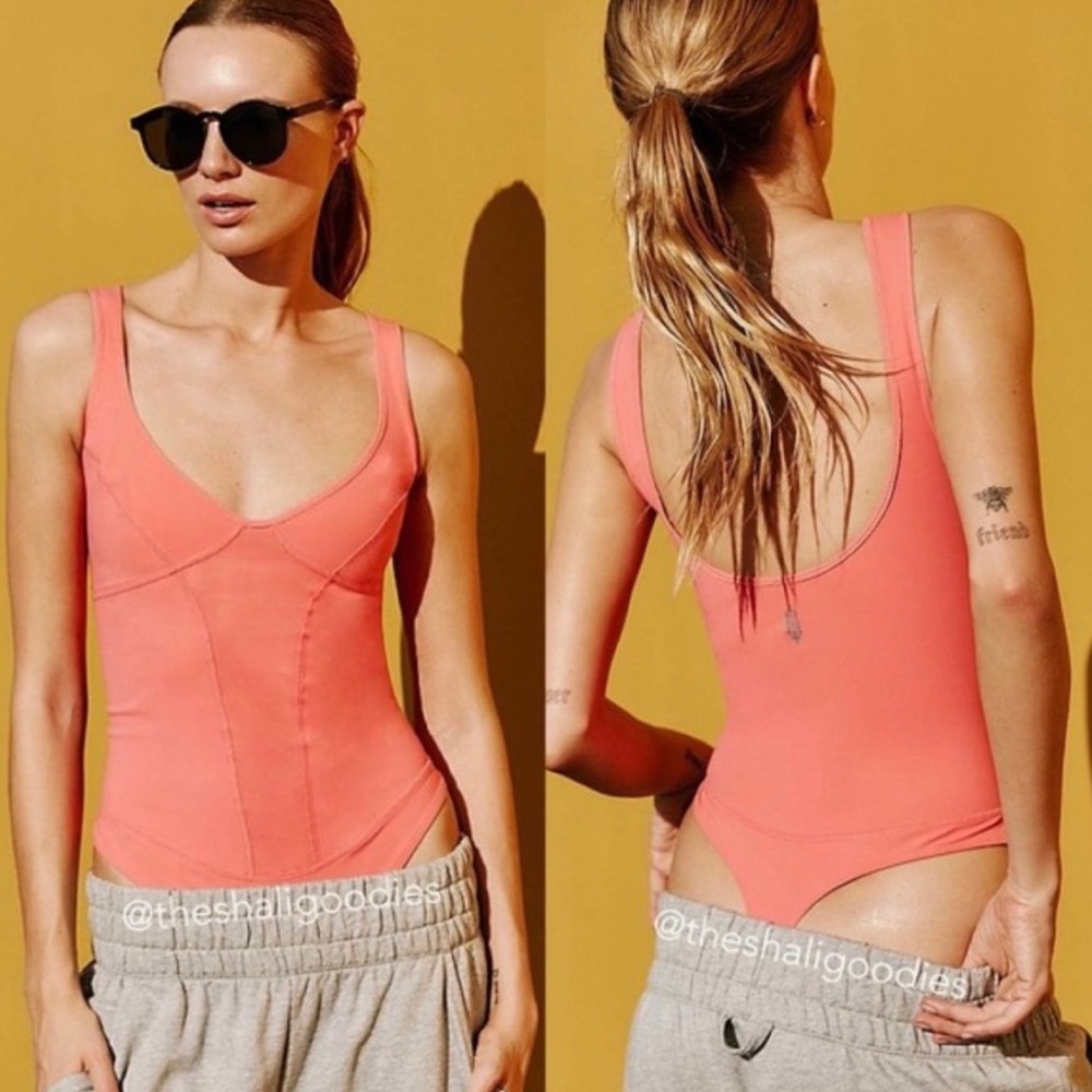 NWT Free People Heart of Gold Leotard in Strawberry💕